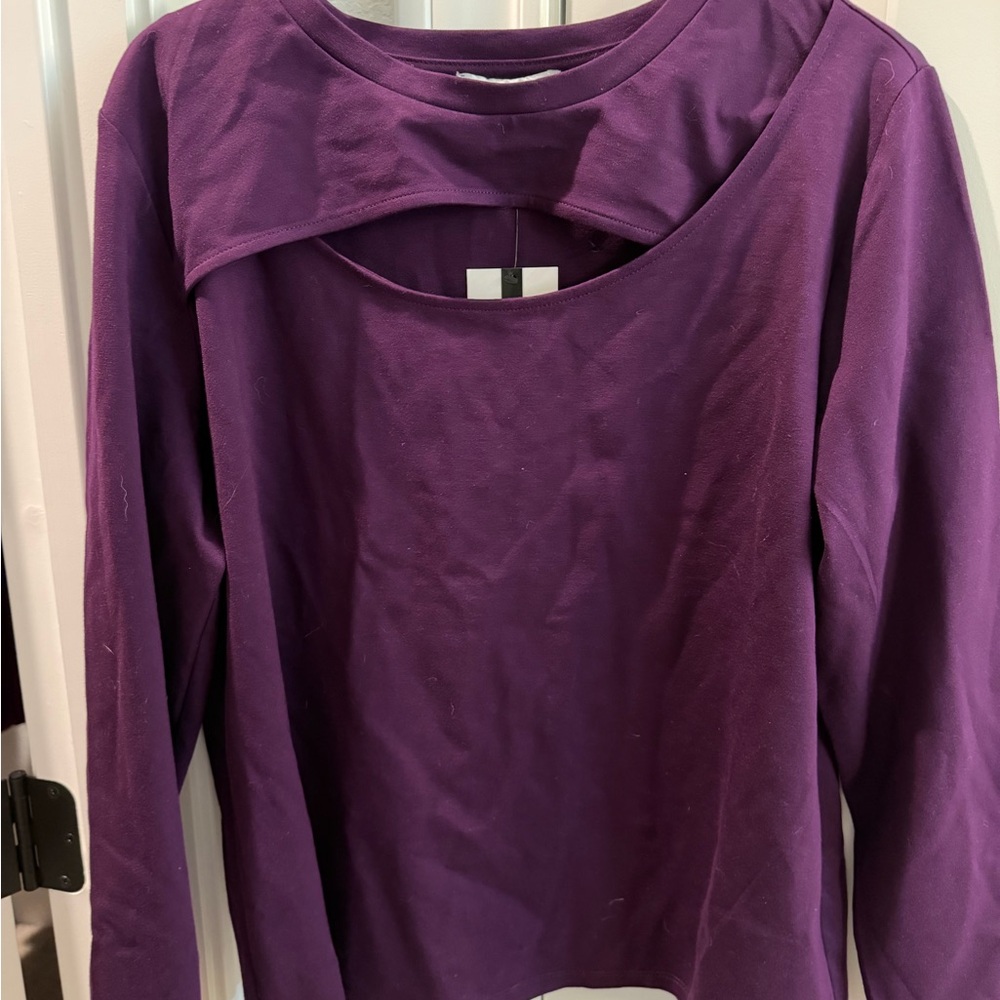 Nine West Long Sleeve Tee in Deep Plum